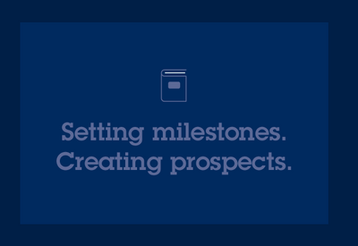 Image: Motto of Aareal Bank AG’s Annual Report 2018: Setting milestones. Creating prospects.